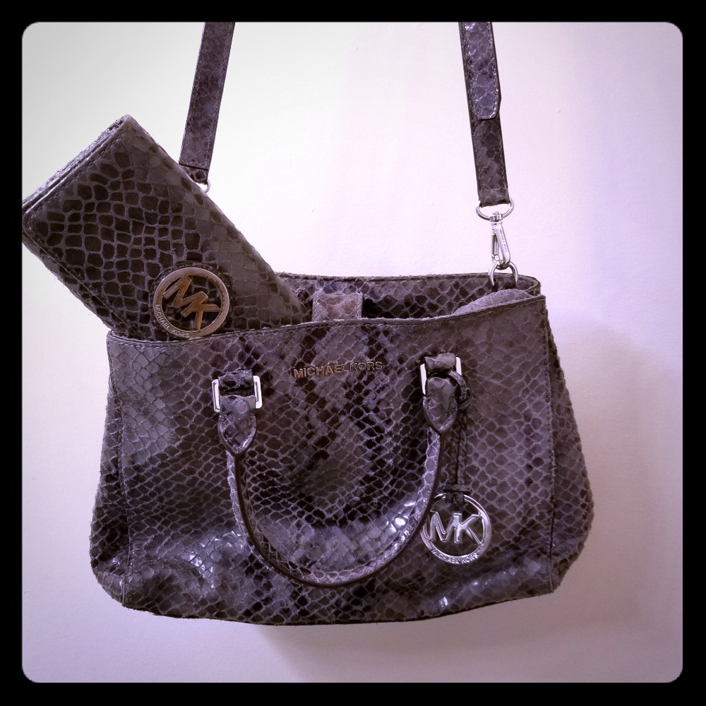 Michael Kors Python Pattern Bag & Wallet Set - image 1